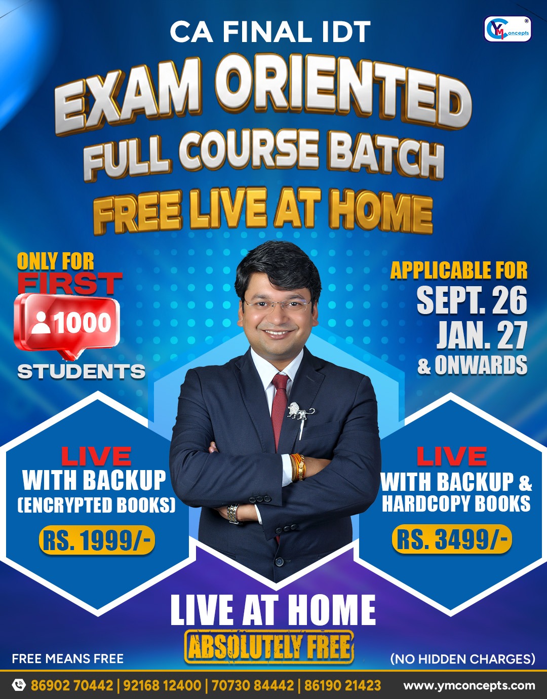 FREE LIVE AT HOME BATCH - CA Final IDT EXAM ORIENTED – FOR SEP. 26, JAN. 27 & Onwards