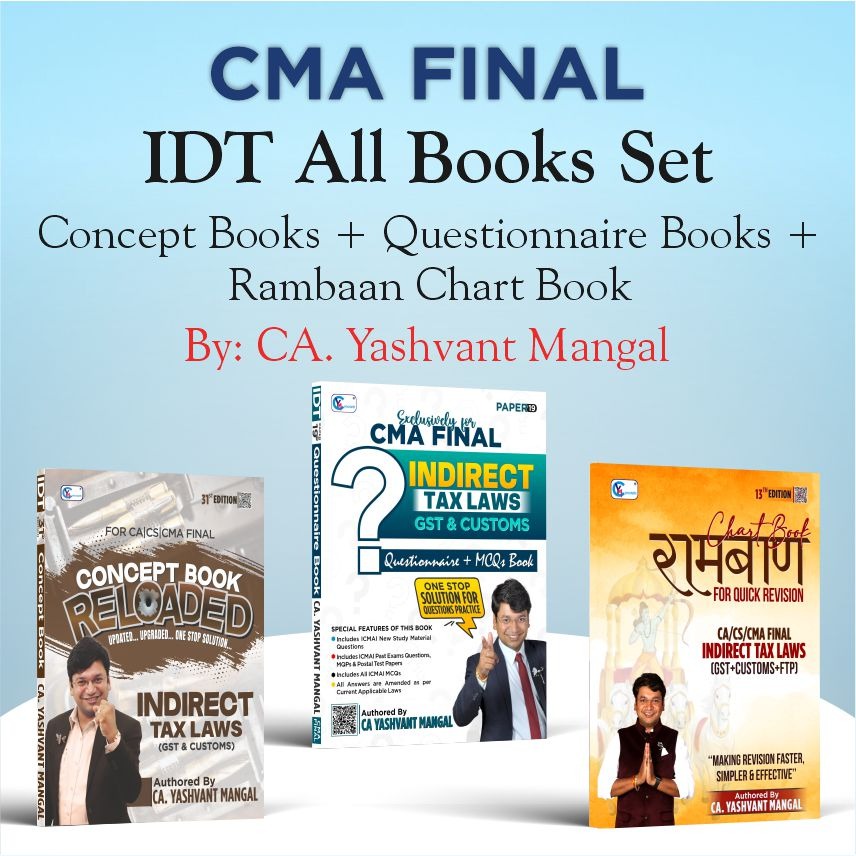 CMA Final IDT ALL Books Set - Concept Book + Questionnaire Book + Rambaan Chart Book For June 26 & Dec. 26