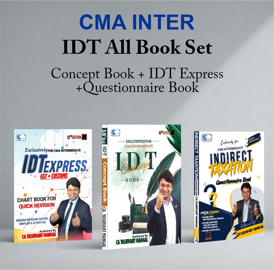 CMA Inter GST ALL Books Set - Concept Book + GST Reboot Questionnaire Book + GST Express Chart Book For Dec. 26 & Onwards