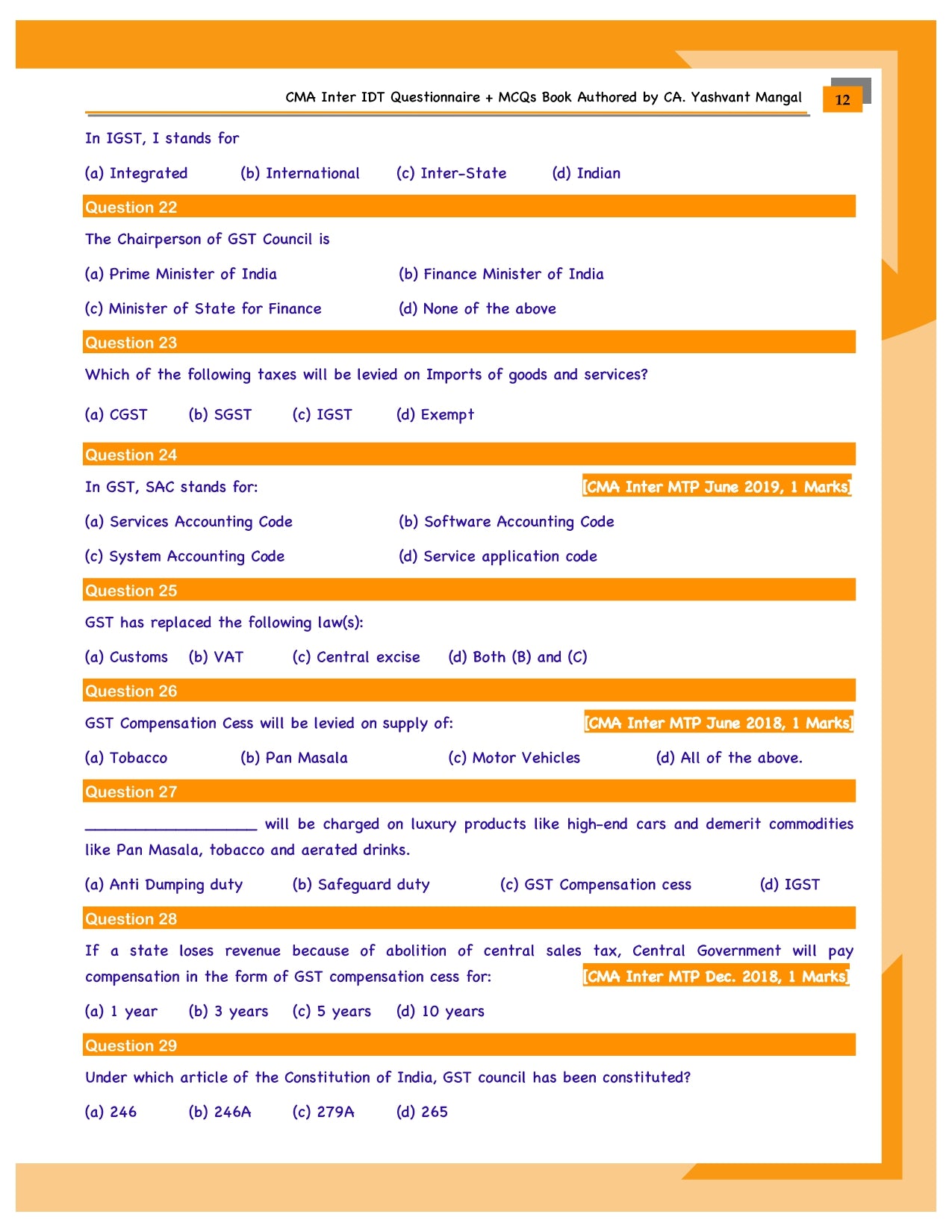 Q&A Contest For CMA Inter Aspirants 2024! 🎉
