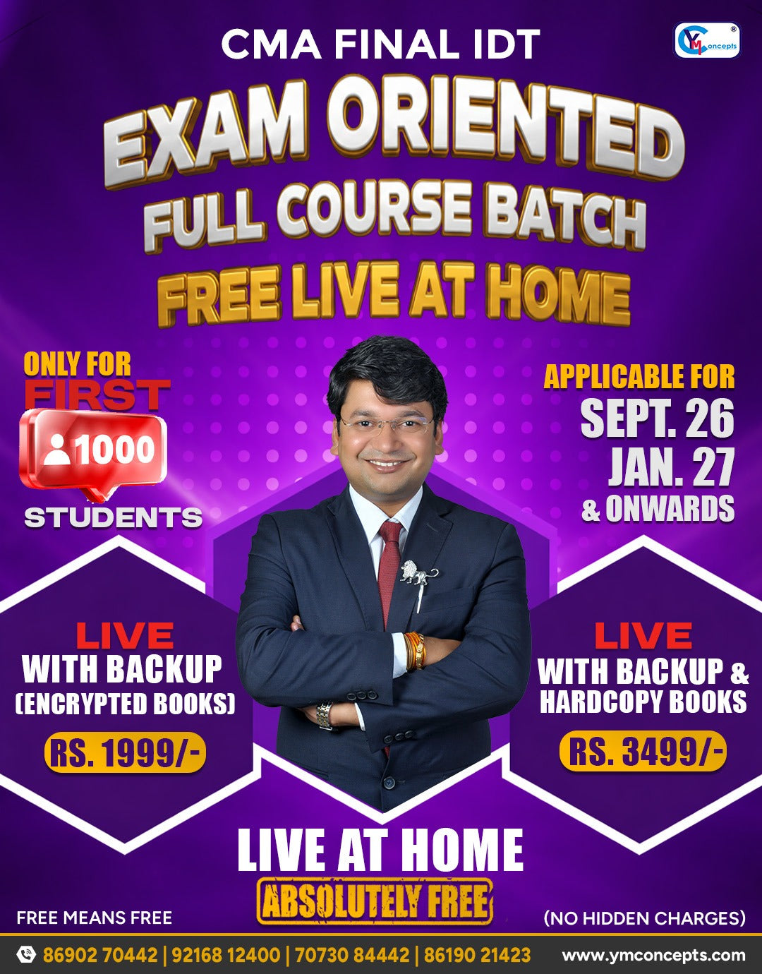 FREE LIVE AT HOME BATCH - CMA Final IDT EXAM ORIENTED – FOR DEC. 26, JUNE 27 & Onwards