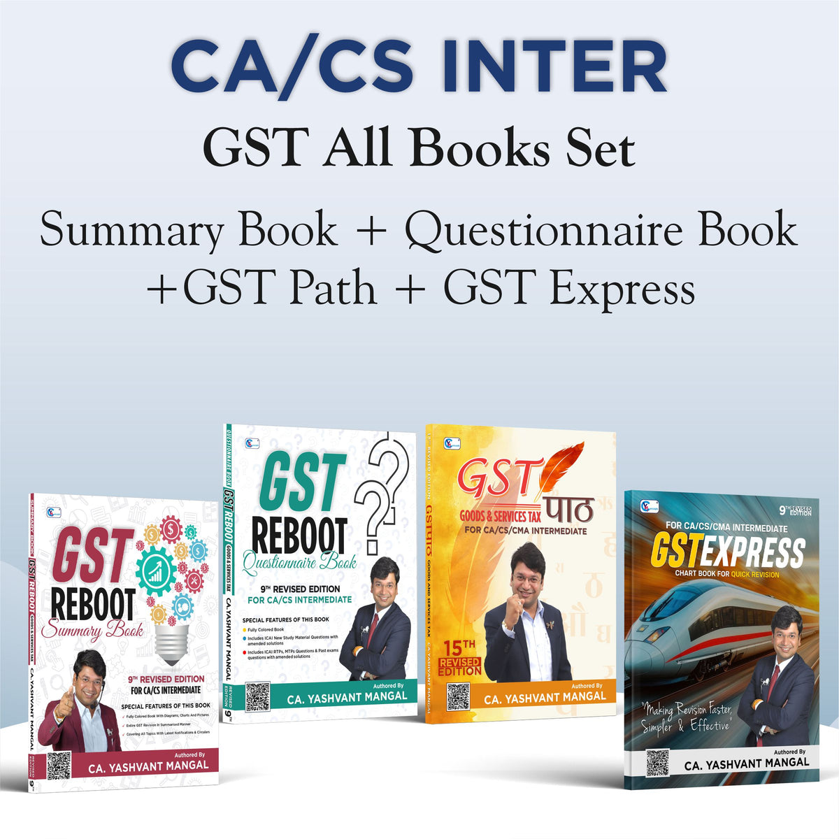 CA Inter GST ALL Books Set - GST पाठ A Conceptual Learning Book + GST Reboot Questionnaire Book + GST Reboot Summary Book + GST Express Chart Book For May 25 & Sep. 25