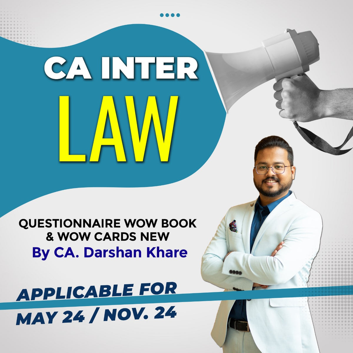 CA INTER LAW QUESTIONNAIRE, WOW BOOK AND WOW CARDS NEW - BY CA. DARSHAN KHARE