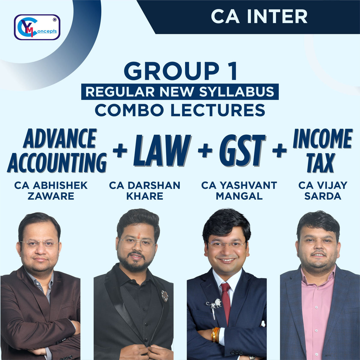 CA INTER GROUP 1 REGULAR NEW SYLLABUS COMBO LECTURES - YM, ADZ, DK, VS