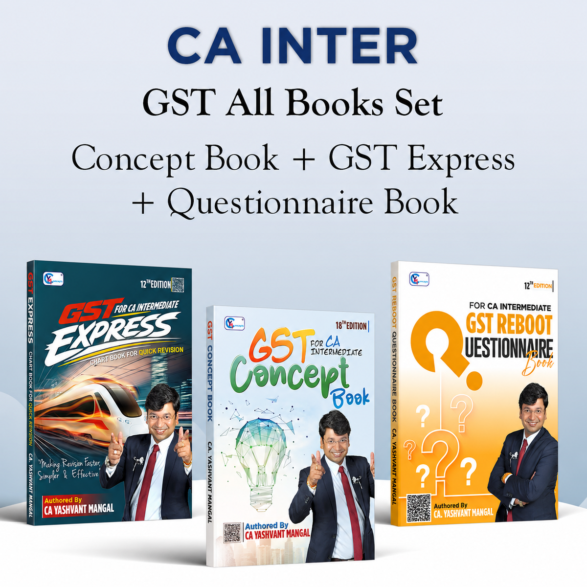 CA Inter GST ALL Books Set - Concept Book + GST Reboot Questionnaire Book + GST Express Chart Book For Sep. 26 / Jan. 27 & Onwards