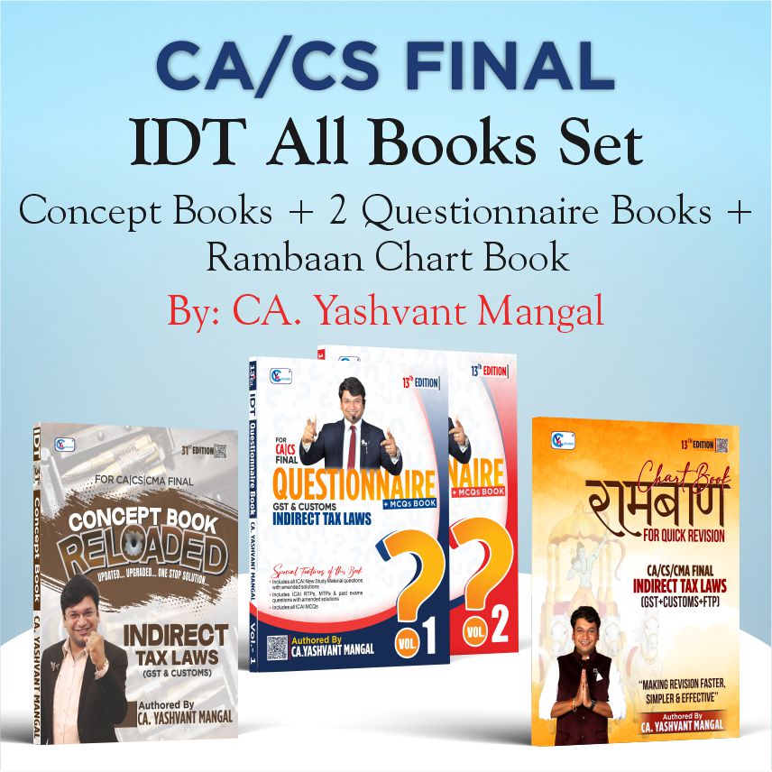 CA Final IDT All Books Set - Colorful Concept Book + Questionnaire & MCQs Book + Raambaan Chart Book - May 26, Sep. 26 & Onwards