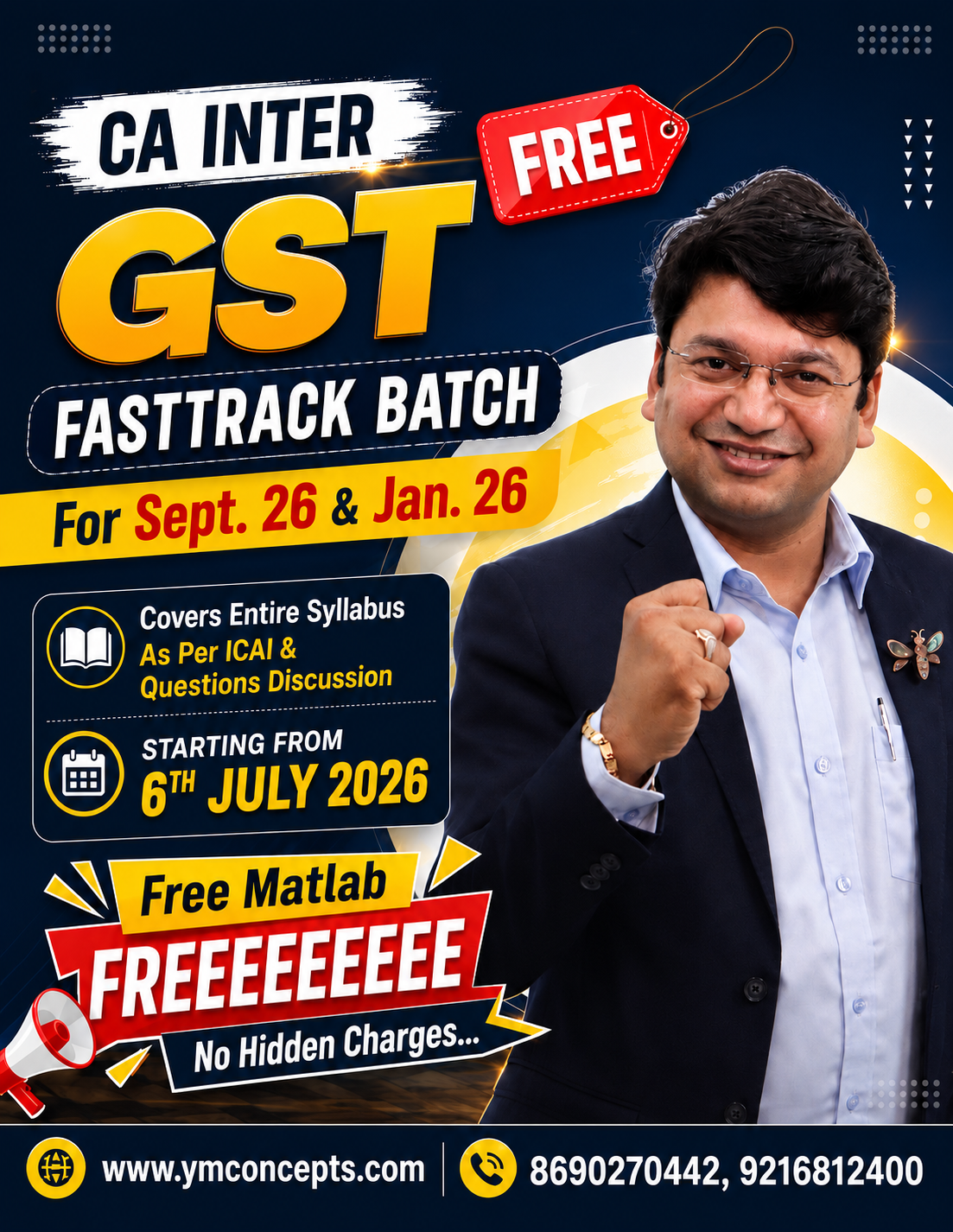 FREE LIVE AT HOME - CA Intermediate GST (Taxation) - FASTTRACK BATCH - Applicable For Sep. 26 & Jan. 27 by CA Yashvant Mangal