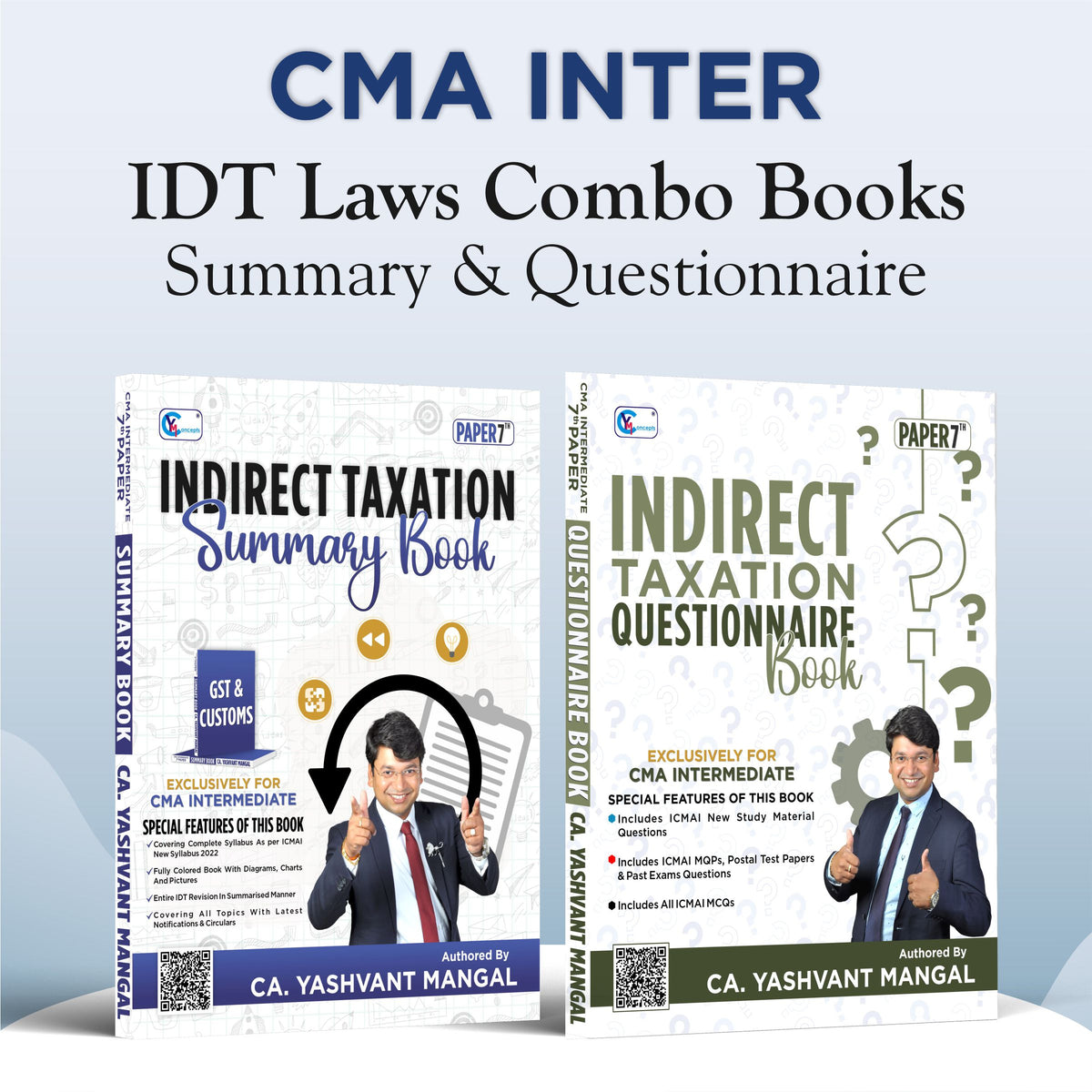 CMA Inter Books Combo -  Colorful Summary Book &  Questionnaire + MCQs Book - By CA. Yashvant Mangal For June 25 / Dec. 25