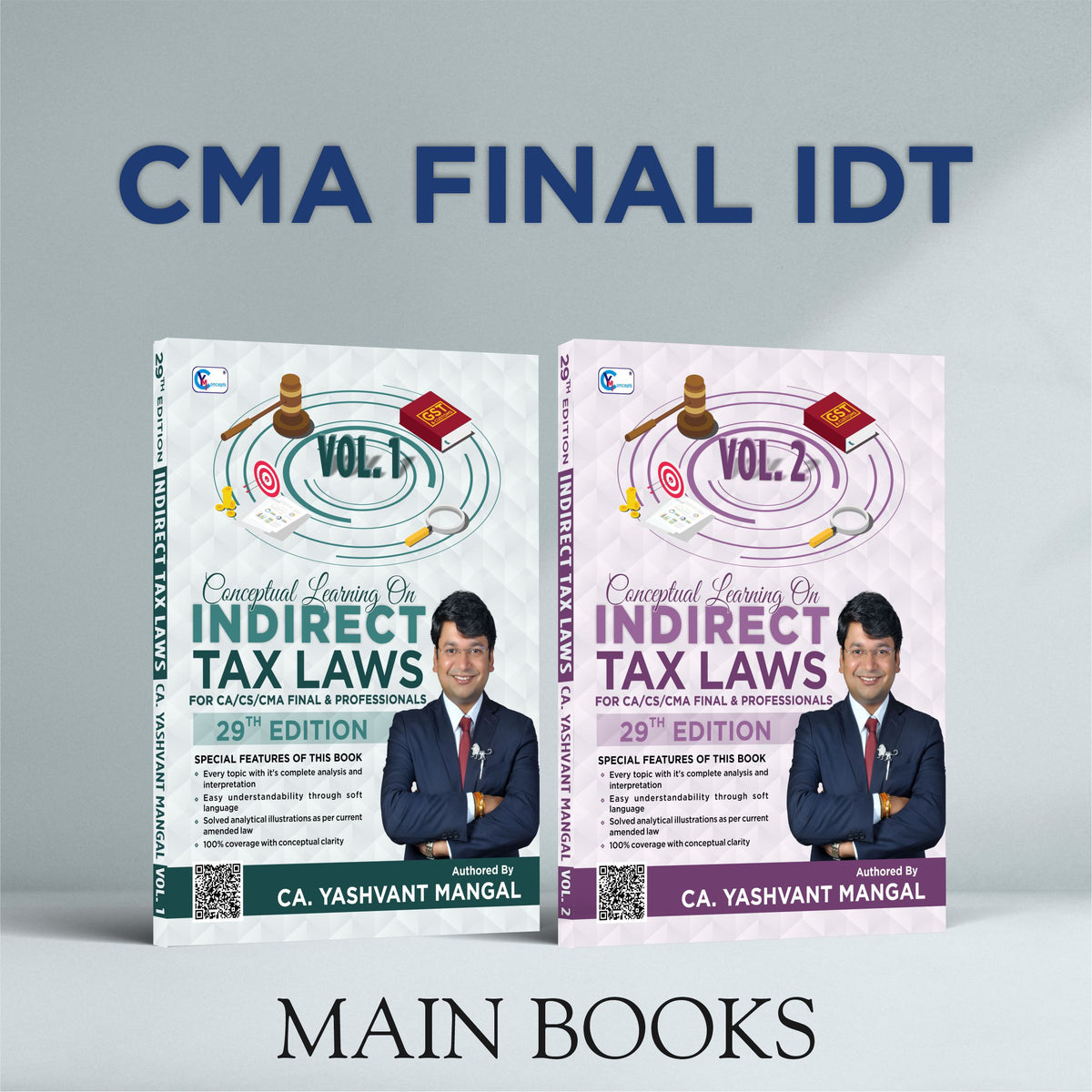 CMA Final - IDT - 29th Edition Conceptual Learning On Indirect Tax Laws (Colorful Book) - For June 25 &  Dec. 25 - (Latest Edition)