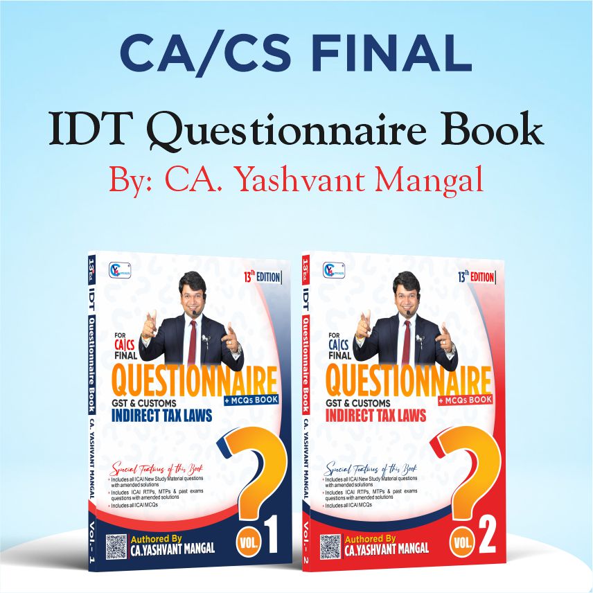 Questionnaire + MCQs Book 13th Revised Edition By CA Yashvant Mangal For May 26, Sep. 26 &  Onwards