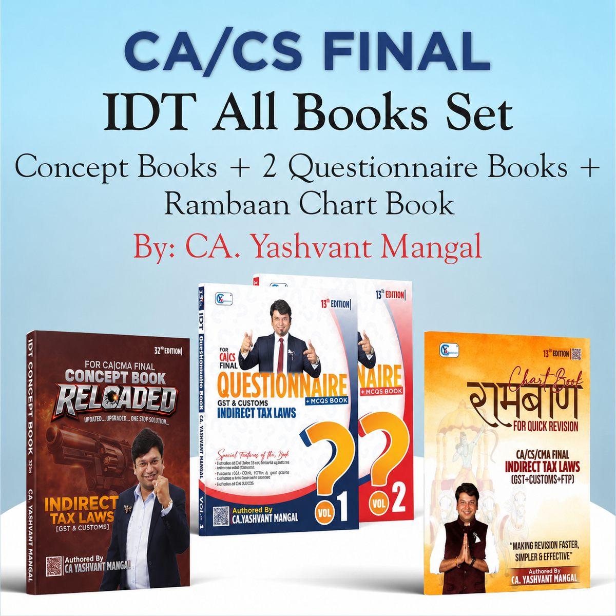 CA Final IDT All Books Set - Colorful Concept Book + Questionnaire & MCQs Book + Raambaan Chart Book - Nov. 26