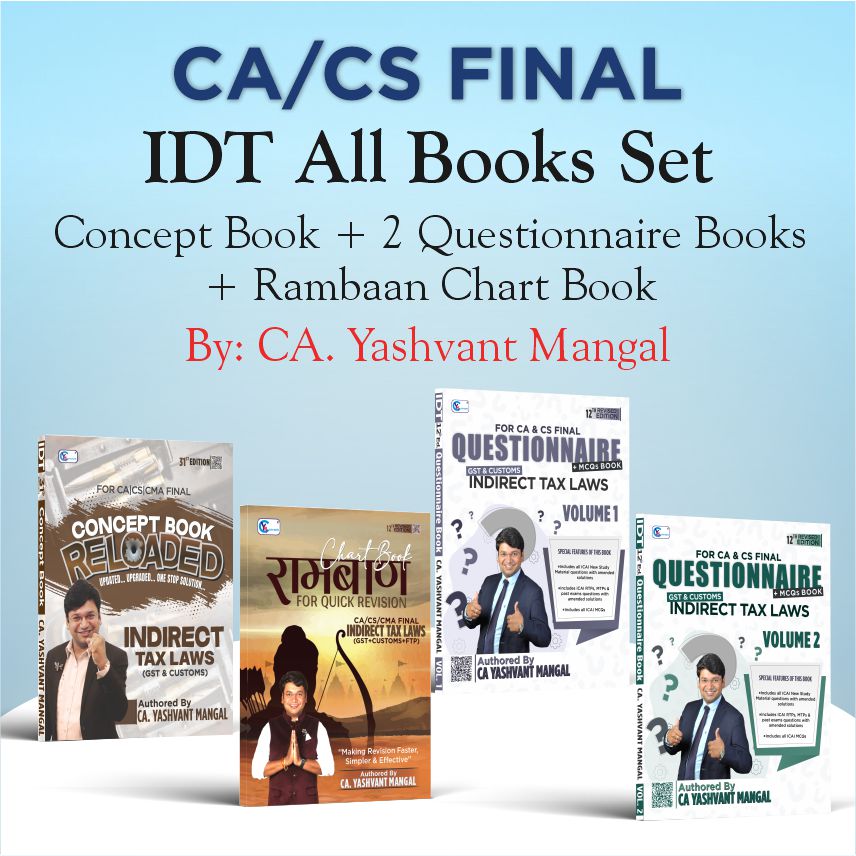 CA Final IDT All Books Set - Colorful Summary/Concept Book + Questionnaire & MCQs Book + Raambaan Chart Book - Jan. 26 & Onwards