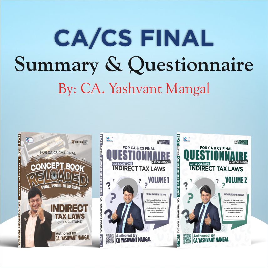 CA FINAL IDT Summary/Concept Book + Questionnaire Book (12th Edition) Combo by CA Yashvant Mangal For Jan. 26 & Onwards
